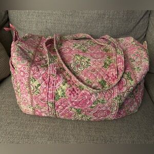 Vera Bradley Pink and Green Travel Bag Quilted Floral Design
